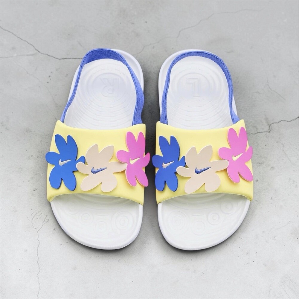 Nike Kawa Toddler Girls Slide Sandals Size 10C White Yellow Floral